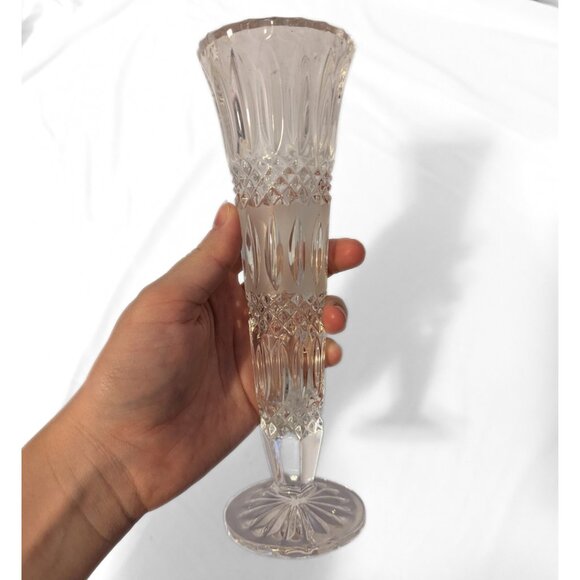 Vintage Crystal Flower Bud Vase Antique Decor Elegant Retro Tall German Made 8" - Picture 4 of 7